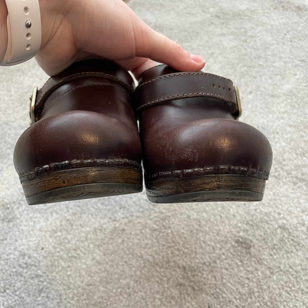 Dansko Dark Brown Leather Clogs with Buckle - Picture 9 of 11